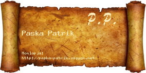 Paska Patrik névjegykártya
